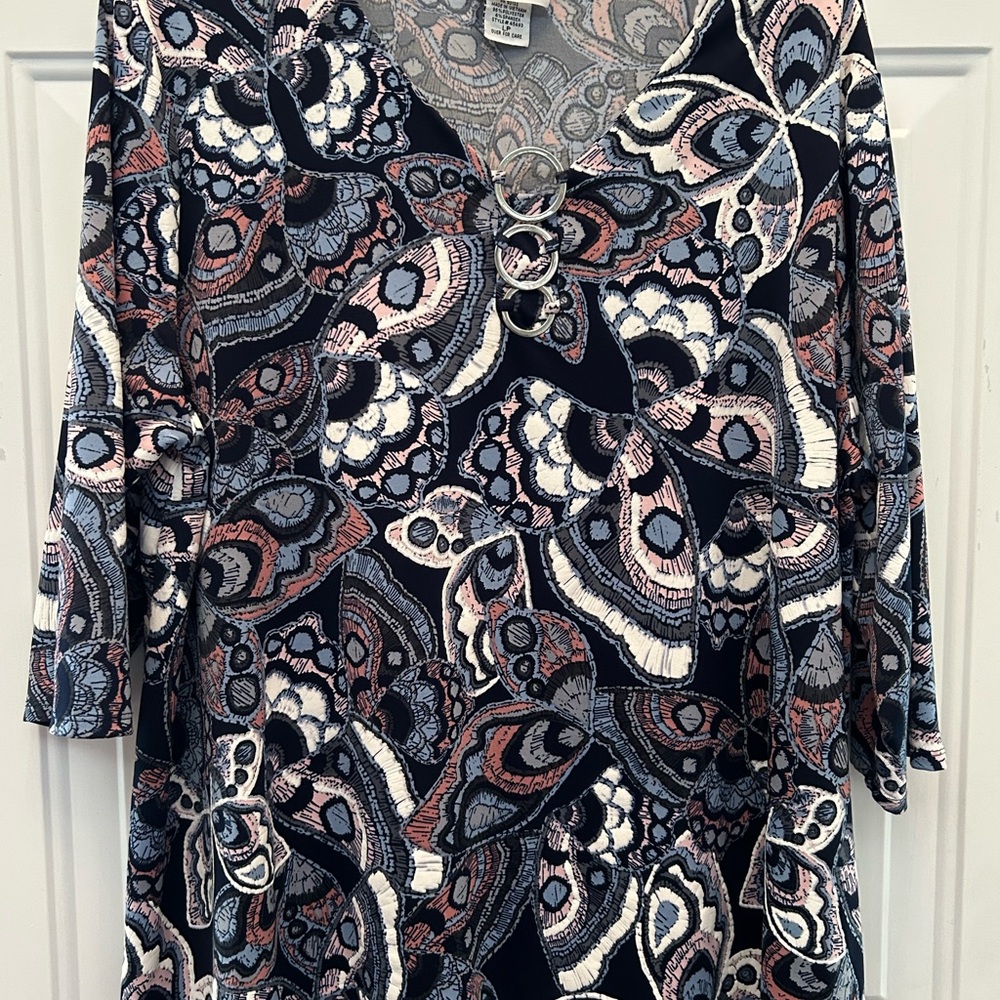 Bon Worth Elegant Multicolor Patterned Women's Top